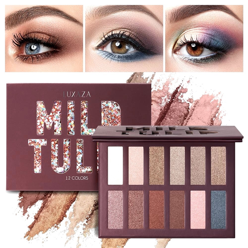 LUXAZA Neutral Nudes Makeup Eyeshadow Palette Brown Metallic